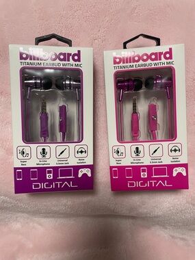 billboard Titanium Earbuds with Mic - Pink/Purple